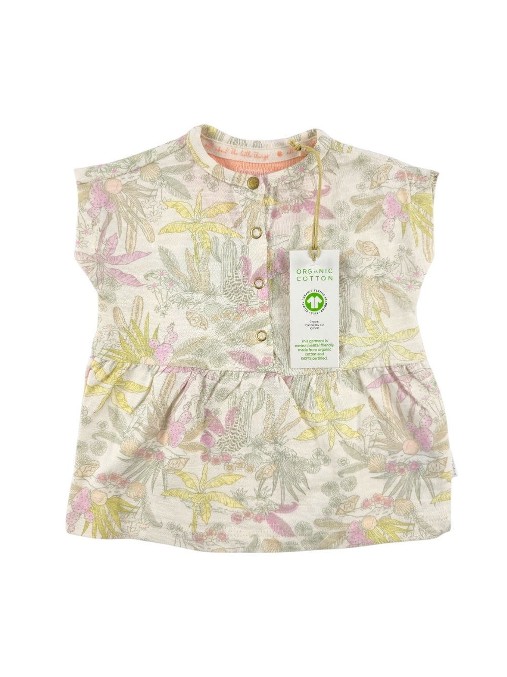 Noppies, Nambe Short Sleeve All Over Print,Dress, Off-White, Organic, 1-2M